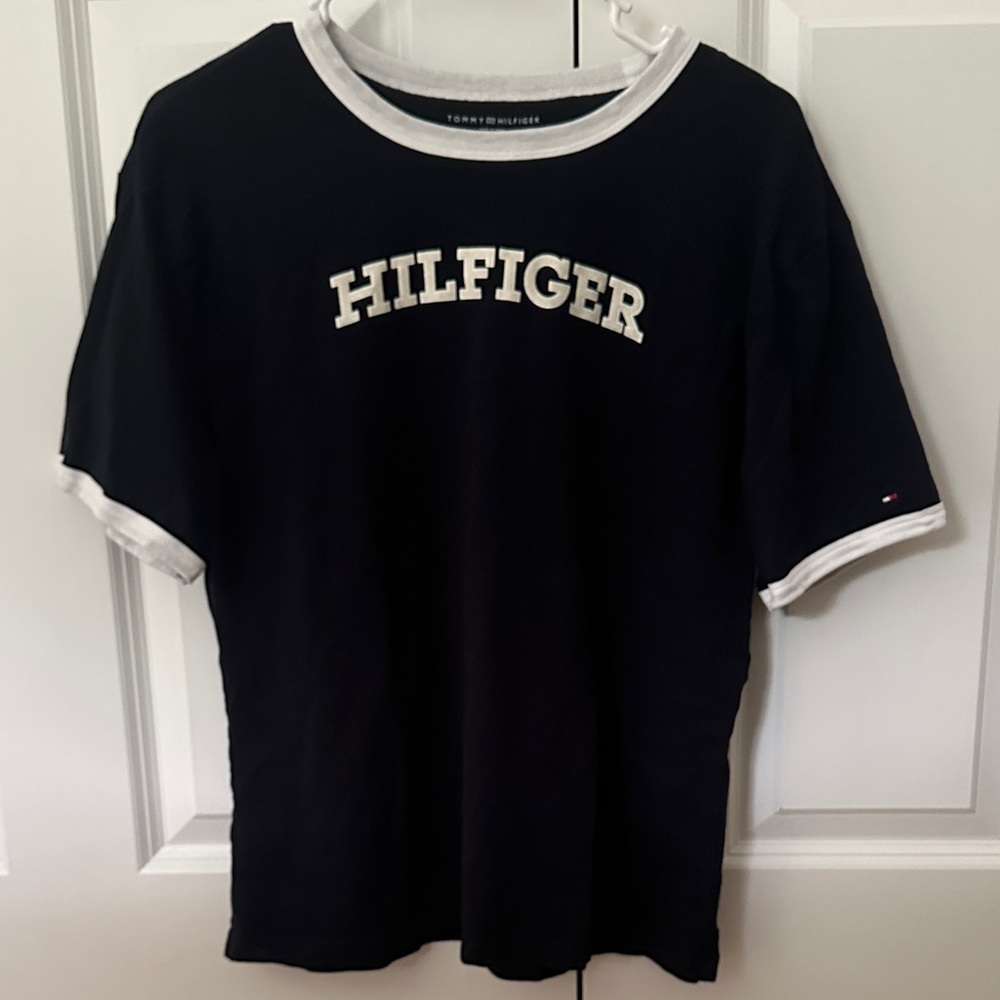 Tommy Hilfiger Navy and White Tee